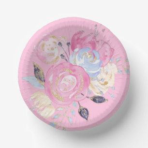 Pastel Gold Glitzer Blume Pappteller