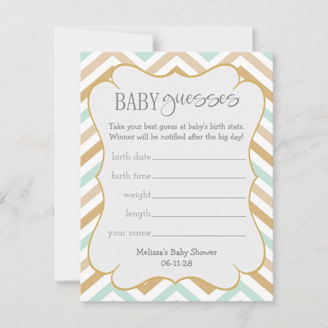 Pastel Gold und Green Zig Zag Baby Ratesses (Vorderseite)