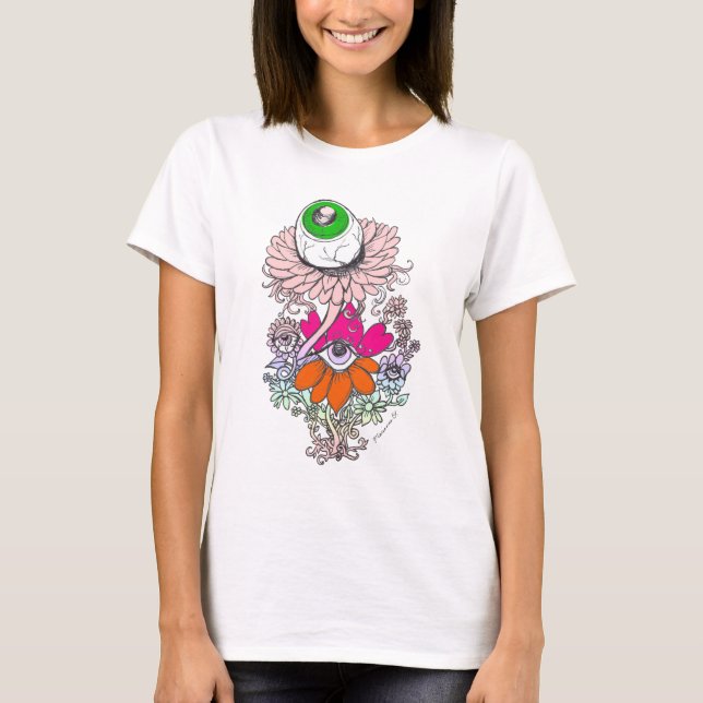 Pastel Goth Alien Eyeball Blume Shirt (Vorderseite)