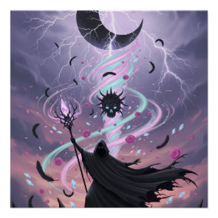 Pastel-Goth-Arcane-Zauberer mit Kristallstab Poster