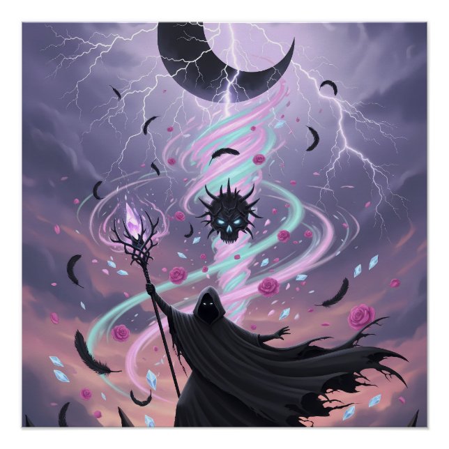 Pastel-Goth-Arcane-Zauberer mit Kristallstab Poster (Vorderseite)