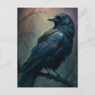 Pastel Goth Art Illustriert Solitary Crow Postkarte