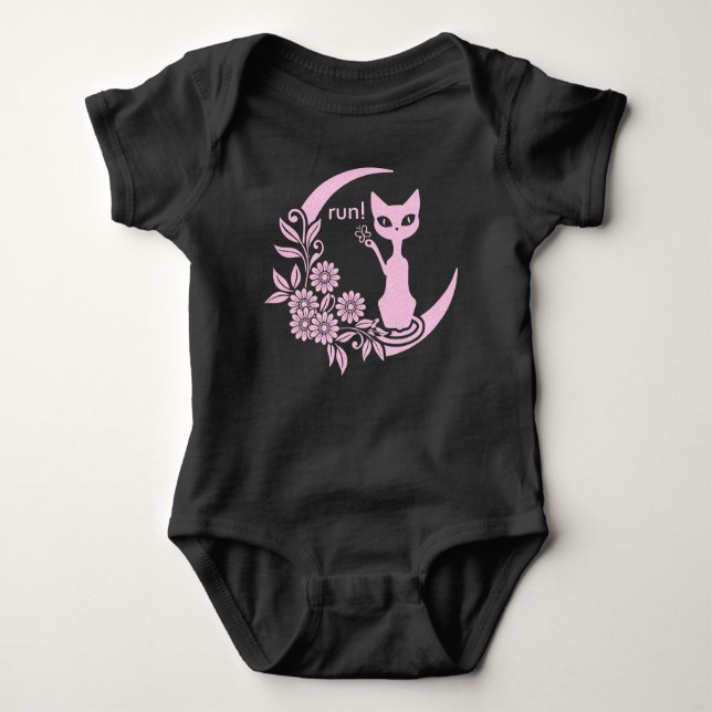 Pastel Goth Ästhetik Crescent Moon Kitty Cat Baby Strampler (Vorderseite)