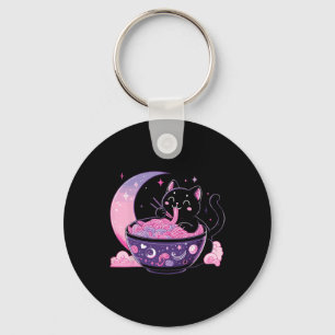 Pastel Goth Ästhetik Kawaii Katze Eating Ramen Noo Schlüsselanhänger
