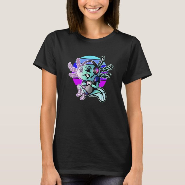 Pastel Goth Axolotl Video Gamer PC Videospiel T-Shirt (Vorderseite)
