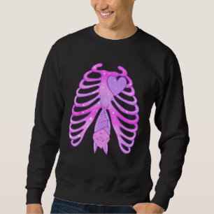 Pastel Goth Bat Skeleton Ribcage Hexchy Ästhetik Sweatshirt