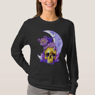 Pastel Goth Cat Wicca Skull Demonic Creepy Occult T-Shirt