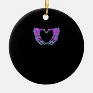 Pastel Goth Clothing, Skeleton Heart Hands Keramik Ornament