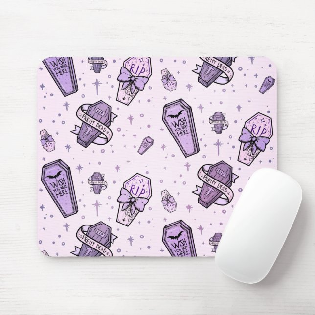 Pastel Goth Coffins Muster Mousepad (Mit Mouse)