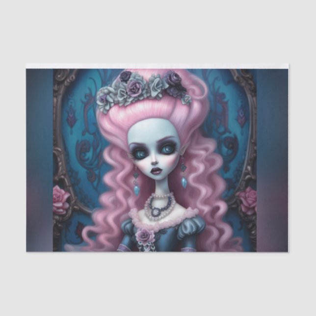 Pastel Goth Creepy Marie Antionette Decoupage Seidenpapier (Vorderseite)