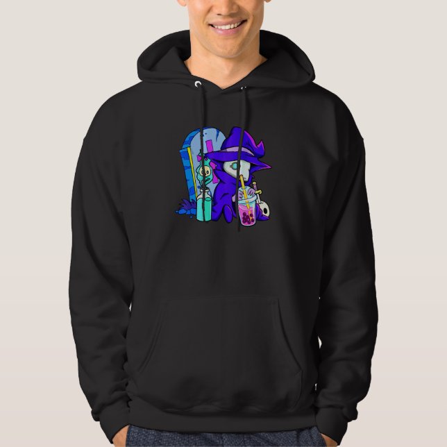 Pastel Goth Cute Creepy Plague Doctor Boba Bubble  Hoodie (Vorderseite)