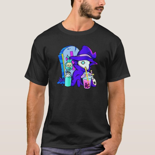 Pastel Goth Cute Creepy Plague Doctor Boba Bubble  T-Shirt (Vorderseite)