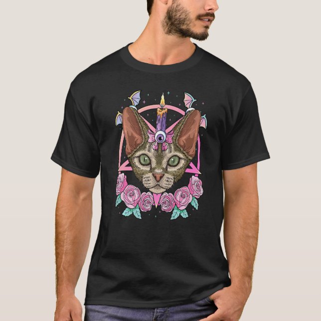 Pastel-Goth-Devon-Rex-Heidin Creepy Menhera Devon  T-Shirt (Vorderseite)