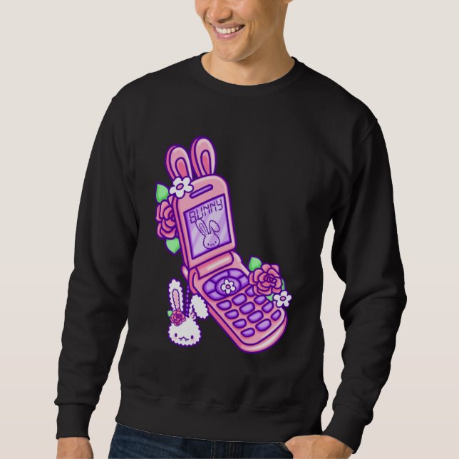 Pastel Goth Flip Phone Vampire Bunny Y2K Aesthetic Sweatshirt (Vorderseite)