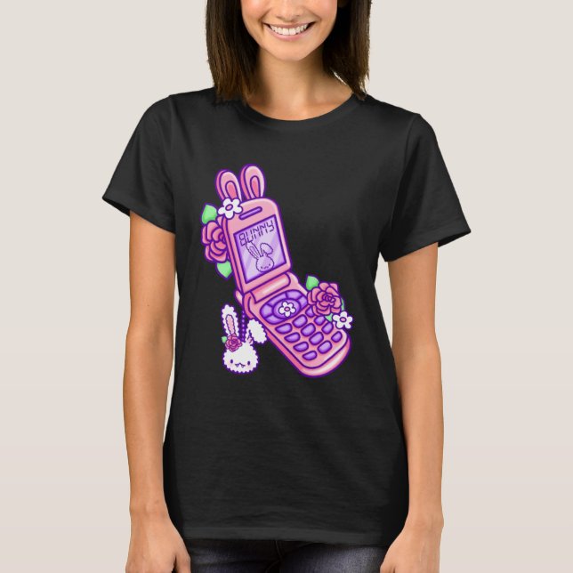 Pastel Goth Flip Phone Vampire Bunny Y2K Aesthetic T-Shirt (Vorderseite)