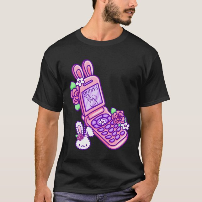Pastel Goth Flip Phone Vampire Bunny Y2K Aesthetic T-Shirt (Vorderseite)