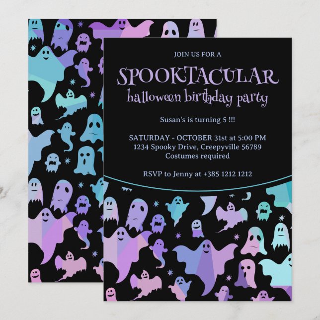 Pastel Goth Ghosts Halloween Party Einladung (Vorne/Hinten)