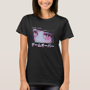 Pastel-Goth-Girl-Glitch-Anime GAME OVER Vaporwave T-Shirt