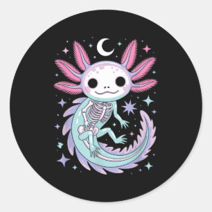 Pastel-Goth-Girl kawaii süßer Skelett Axolotl Runder Aufkleber