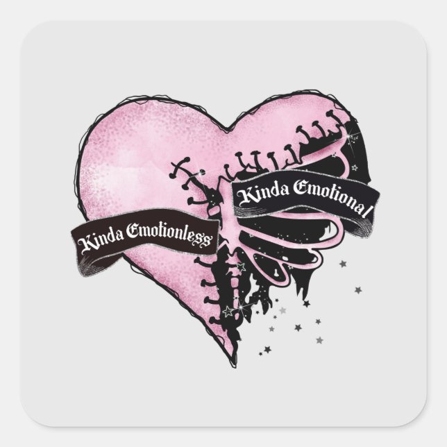 Pastel Goth Heart | emotional und emotional Quadratischer Aufkleber (Vorderseite)
