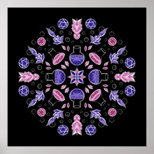 Pastel Goth Hexentrank Pentagram Pink lila Poster