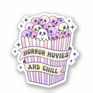 Pastel Goth Horror Movies & Chill Skulls Aufkleber