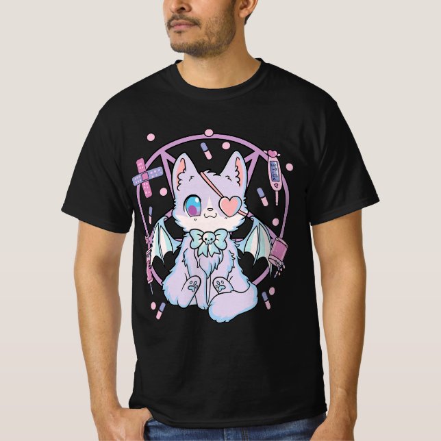 Pastel Goth Kawaii Yami Cat  T-Shirt (Vorderseite)