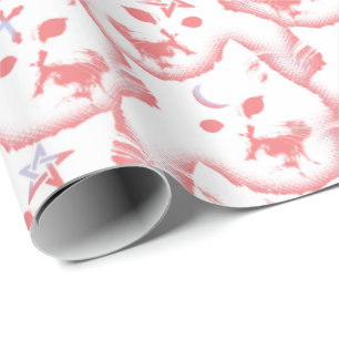 Pastel Goth Kitten Hexenkatze Pentagramm und Monde Geschenkpapier