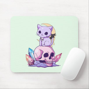 Pastel Goth Kitten & Skull Mousepad