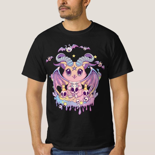 Pastel Goth Krampus Cat Cute Creepy Devil Cat and  T-Shirt (Vorderseite)