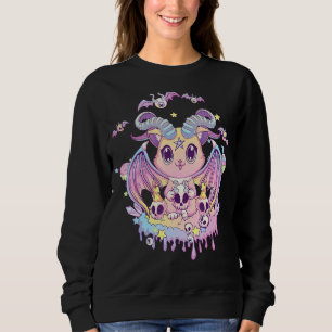Pastel Goth Krampus Katze Niedliche, graue Teufels Sweatshirt