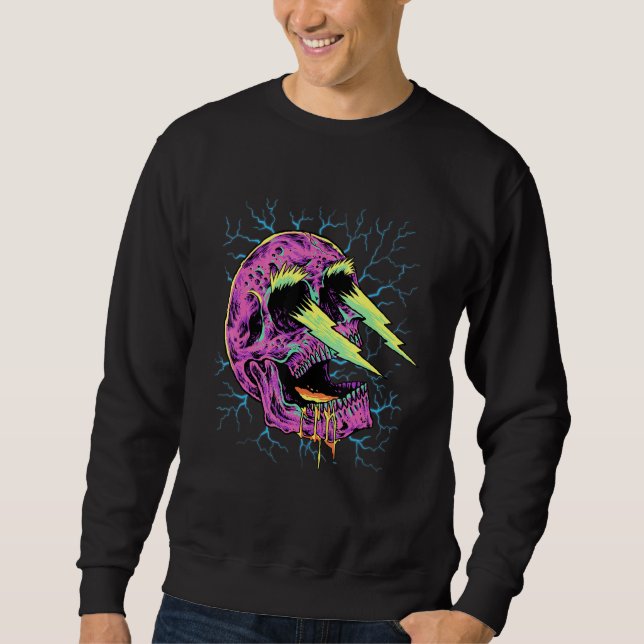 Pastel Goth Lightning Skull Head Grunge Core Gothi Sweatshirt (Vorderseite)