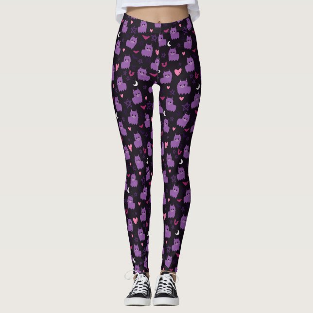 Pastel Goth Lila Llama Leggings (Vorderseite)