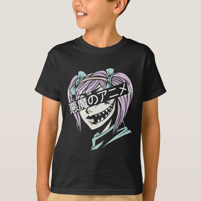 Pastel Goth Manga Aesthetic Girl Creepy Anime T-Shirt (Vorderseite)