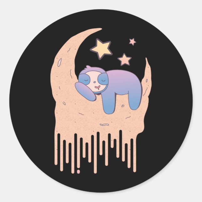 Pastel Goth Moon Ästhetik Kawaii Sloth Runder Aufkleber (Vorderseite)