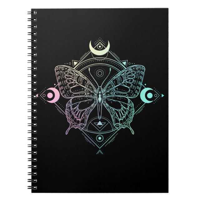 Pastel Goth Moon Gothic Wicca Crescent Butterfly Notizblock (Vorderseite)