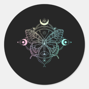 Pastel Goth Moon Gothic Wicca Crescent Butterfly Runder Aufkleber