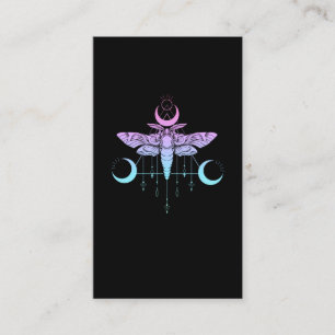 Pastel Goth Moon Kawaii Ästhetische Moth Visitenkarte