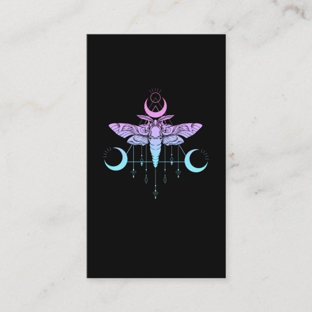 Pastel Goth Moon Kawaii Ästhetische Moth Visitenkarte (Vorderseite)