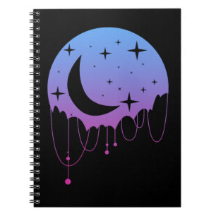 Pastel Goth Moon Kawaii Ästhetische Stars Crescent Notizblock