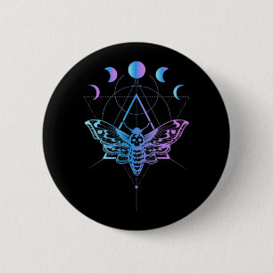 Pastel Goth Moon Moth Crescent Geometrie Button