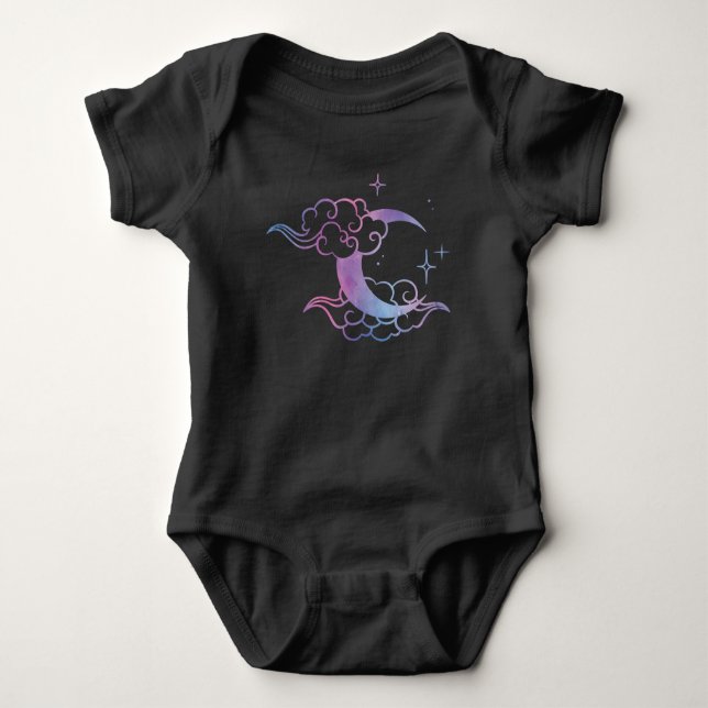 Pastel Goth Moon Niedlicher Monte Art Baby Strampler (Vorderseite)