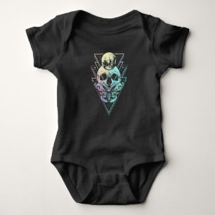 Pastel Goth Moon Skull Gothic Wicca Crescent Moth Baby Strampler