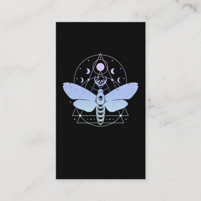 Pastel Goth Moth Moon Wiccan Crescent Skull Visitenkarte (Vorderseite)