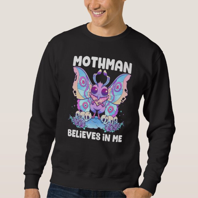 Pastel-Goth-Mothman glaubt an mich Gothic Cryptid Sweatshirt (Vorderseite)