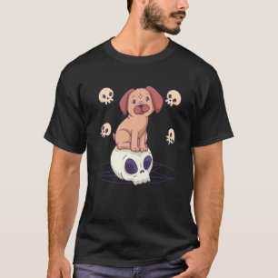 Pastel Goth Niedlich Creepy Witchy Mops Dog Skull  T-Shirt