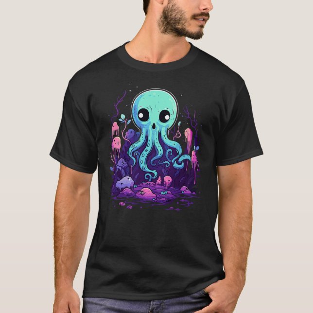 Pastel Goth Octopus Kawaii Cute Creepy Halloween A T-Shirt (Vorderseite)