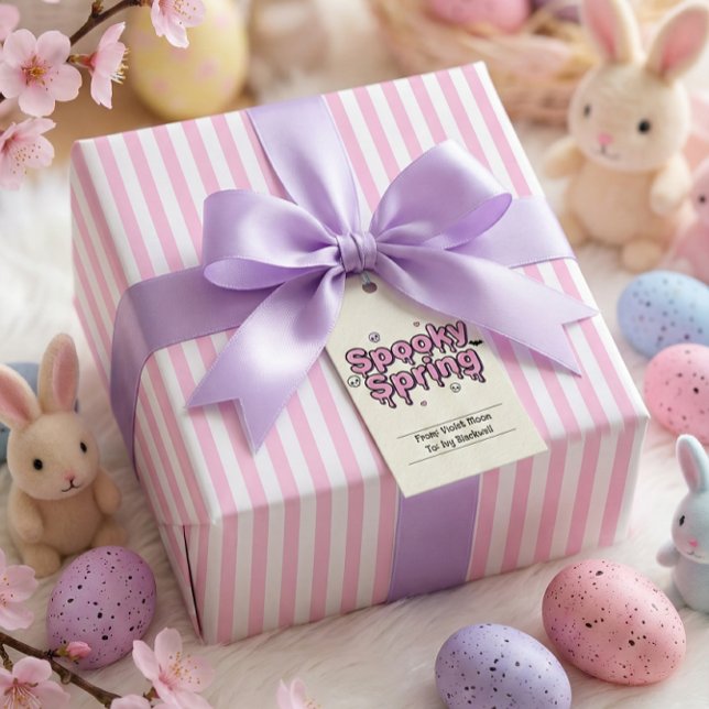 Pastel-Goth-Ostern Rosa Gestreift Alternative Geschenkpapier (Pastel Goth Easter Pink Striped Alternative Wrapping Paper)