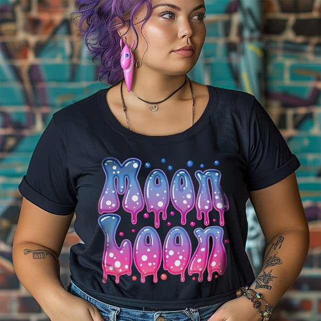 Pastel Goth Pink Lila Celestial Moon Loon 70er Große Größe T-Shirt (Von Creator hochgeladen)