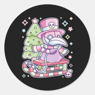Pastel Goth Plague Doktor Weihnachts Halloween Tre Runder Aufkleber